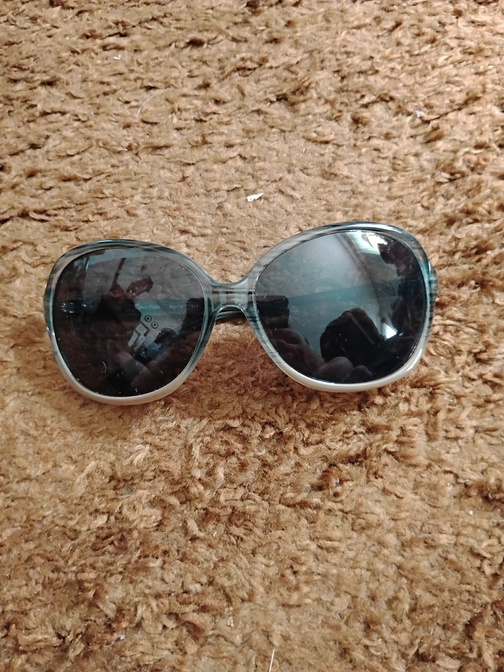 Calvin Klein Sunglasses Women Clear Gray Blue Round Oval Frame CK3193S Logo